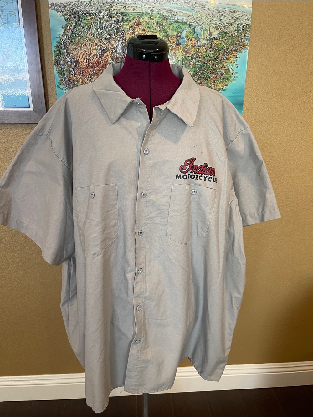 Indian Motorcycle Mechanics Men's Short-Sleeve Work Shirt LT.  Gray 5XL
